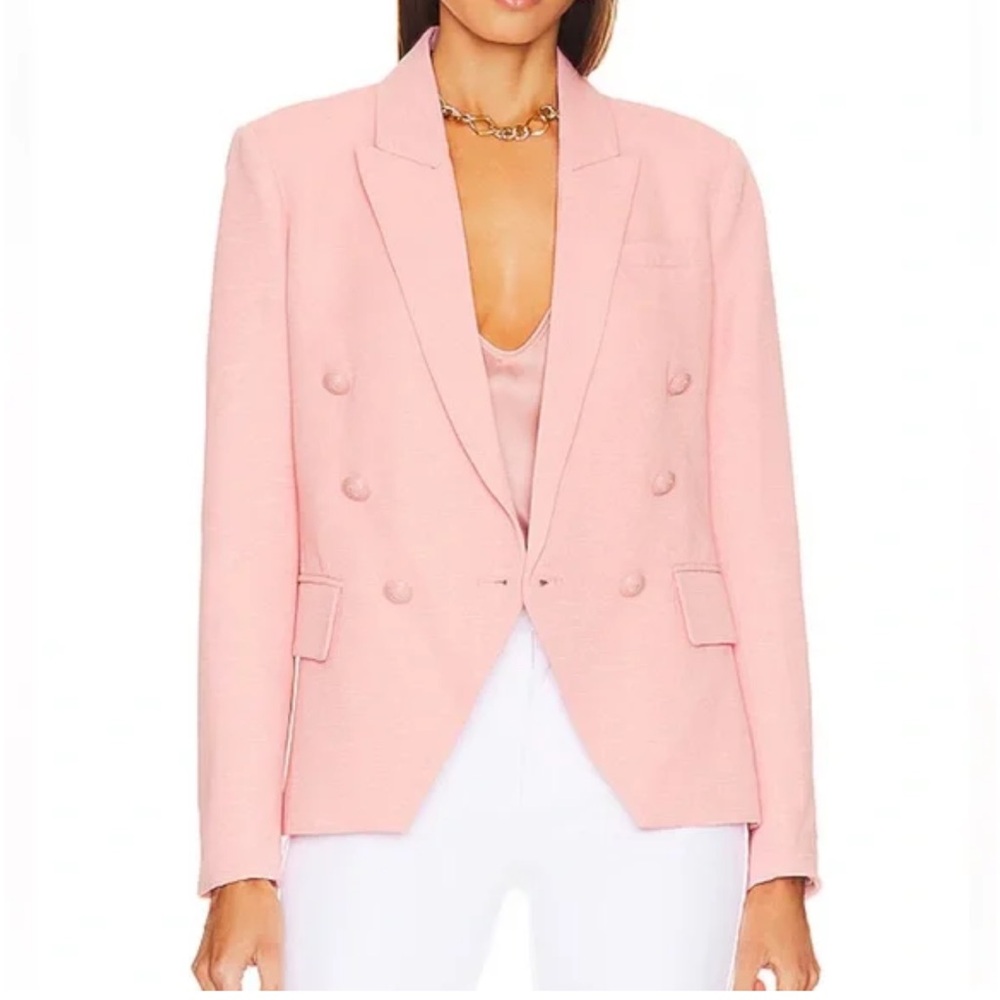L’AGENCE Kenzie Double Breasted Blazer Rose Tan Tropical